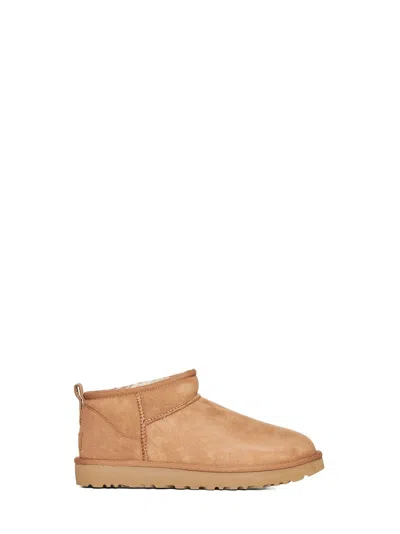 Ugg Classic Ultra Mini Ankle Boots With Sheepskin Lining In Brown