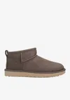 Ugg Ankle Boots Pull Tab Round Toe Suede In Neutral