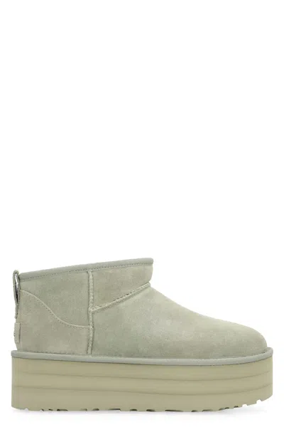 Ugg Classic Ultra Mini Platform 'shaded Clover' Boots In Green