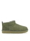 Ugg Womens Pale Green Classic Ultra Mini Logo-patch Suede And Shearling Ankle Boots Eur 36 / 3 Uk In Green
