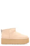 Ugg Classic Ultramini Beige Ankle Boots With Platform In Leather Woman In Multi