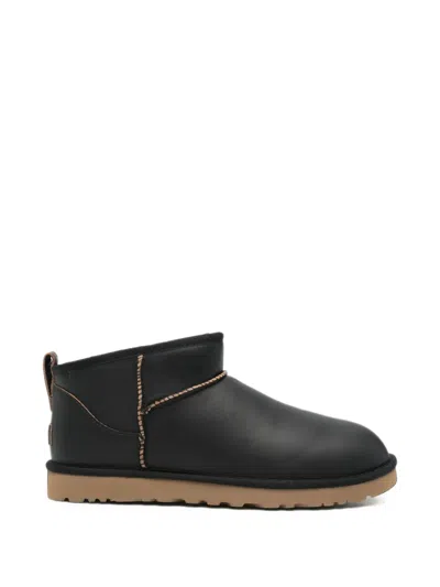 Ugg Classic Ultra Mini Contrast Black Leather Boots
