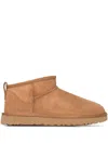 Ugg Camel Suede Classic Ultra Mini Ankle Boots In Sand