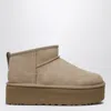 Ugg Classic Ultra Mini Boots With Sand-coloured Platform In Beige