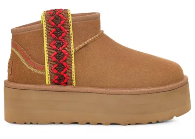 Pre-owned Ugg Classic Ultra Mini Braid Boot (women's) Sneakers In Chestnut