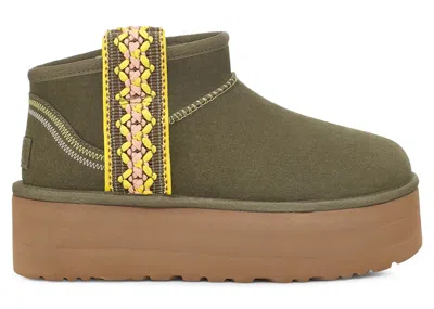 Pre-owned Ugg Classic Ultra Mini Braid Platform Boot (women's) Sneakers In Burnt Olive In Brown