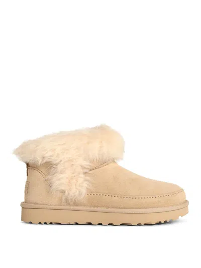 UGG CLASSIC ULTRA MINI CHALET SAND SUEDE BOOTS