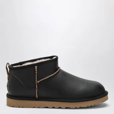 Ugg Classic Ultra Mini Contrast Leather Boots In Brown