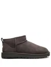 Ugg Dark Grey Suede Classic Ultra Mini Ankle Boots In Grey