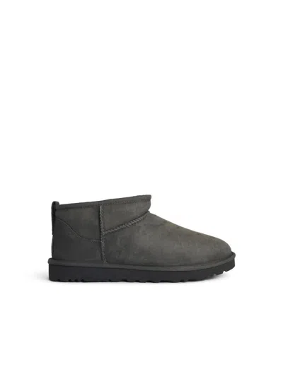 Ugg 'classic Ultra Mini' Grey Suede Boots In Green