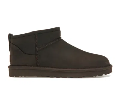 Pre-owned Ugg Classic Ultra Mini Leather Boot (women's) Sneakers In Chocolate