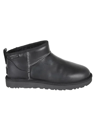 Ugg Classic Ultra Mini Leather Boots In Black