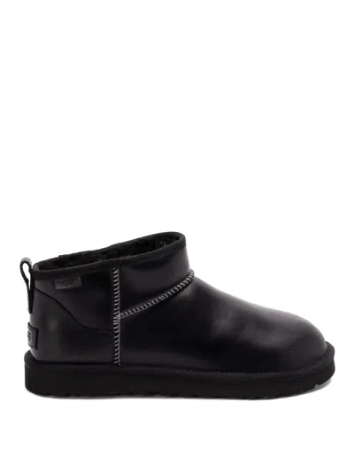 Ugg Classic Ultra Mini Leather Regenerate Boots In Black