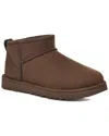 Ugg Classic Ultra Mini Womens Suede Ankle Bootie Slippers In Brown