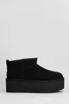Ugg Ultramini Black Boots With Platform In Suede Woman In Black