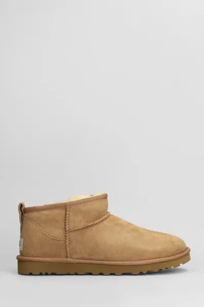 Ugg Classic Ultra Mini Low Heels Ankle Boots In Leather Color