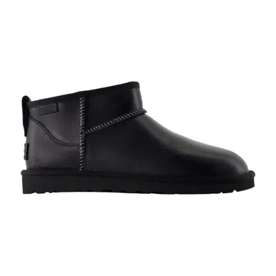 Ugg Classic Ultra Mini Leather Regenerated Boots In Black
