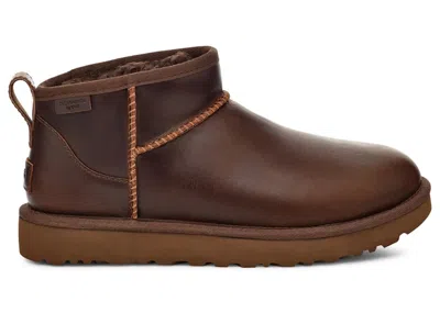 Pre-owned Ugg Classic Ultra Mini Lthr Regen Boot (women's) Sneakers In Ironwood