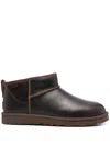 Ugg Classic Ultra Mini Regen Leather Boots Ironwood In Brown