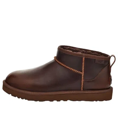 Ugg Classic Ultra Mini Lthr Regen 'ironwood' In Brown
