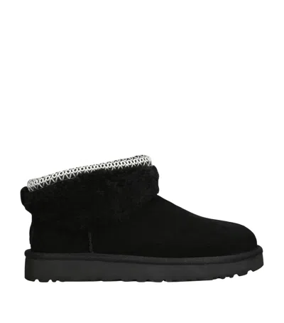 Ugg Womens Classic Ultra Mini Maxi Curly Boots In Black