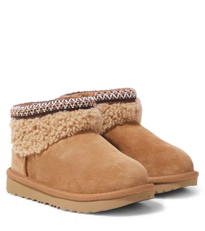 UGG CLASSIC ULTRA MINI MAXI CURLY SUEDE BOOTS