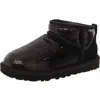 Ugg Classic Ultra Mini Mirror Ball Womens Sequined Wool Blend Lined Winter & Snow Boots In Black