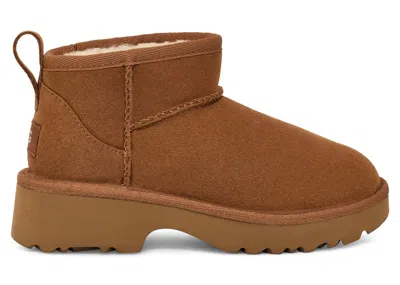 Pre-owned Ugg Classic Ultra Mini New Heights Boot (kids) Sneakers In Chestnut In Brown