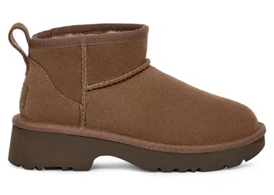 Pre-owned Ugg Classic Ultra Mini New Heights Boot (kids) Sneakers In Hickory In Brown