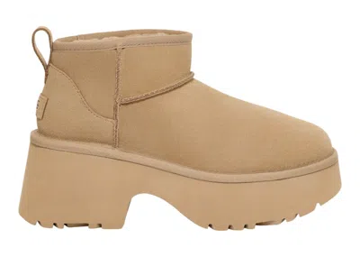 Pre-owned Ugg Classic Ultra Mini New Heights Boot (women's) Sneakers In Mustard Seed