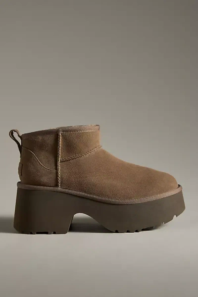 Ugg Womens Mid Brown Classic Ultra Mini Platform Suede And Shearling Boots Eur 40 / 7 Uk