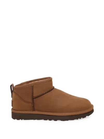 Ugg Classic Ultra Mini Nubuck Ankle Boots In Brown