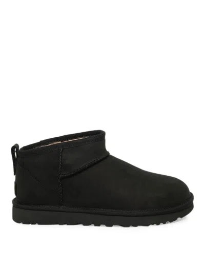 Ugg Classic Ultra Mini Nubuck Boots In Black