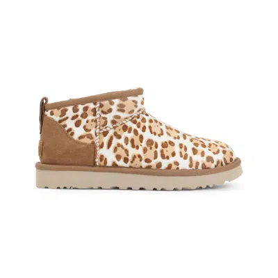 Ugg Felicity Leopard Jasmine Wool Classic Ultra Mini Plains Boots In Multi