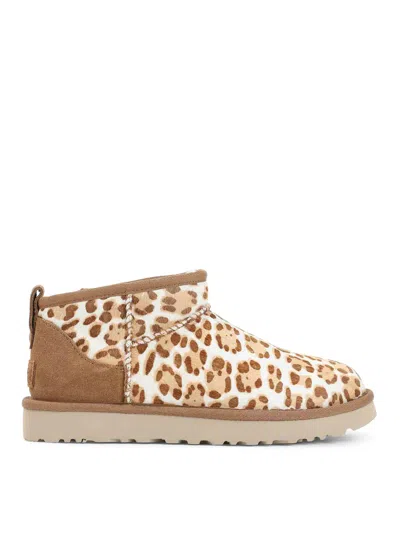 Ugg Stivaletto Donna Classic Ultra Mini Felicity Leopard Jasmine In Brown