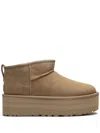 Ugg Classic Ultra Mini Suede Flatform Boots In Neutrals