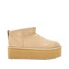 Ugg Womens Beige Classic Ultra Mini Suede And Shearling Platform Ankle Boots Eur 41 / 8 Uk In Beige