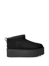 Ugg Classic Ultra Mini Low-cut Platform Leather Boots In Black