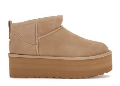 Pre-owned Ugg Classic Ultra Mini Platform Boot (women's) Sneakers In Sand