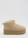 Ugg Classic Ultra Mini 1135092-san Platform Boots Women Sand Suede Comfort Ankle In Beige