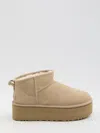 Ugg Classic Ultra Mini 1135092-san Platform Boots Women Sand Suede Comfort Ankle In Beige