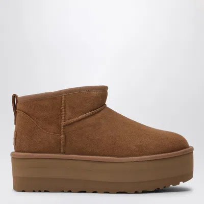 Ugg Classic Ultra Mini Platform Boots In Chestnut In Yellow