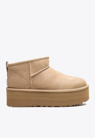 Ugg Classic Ultra Mini Platform Boots In Neutral