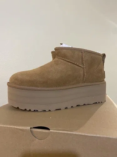 Pre-owned Ugg Classic Ultra Mini Platform Chestnut Shearling Boot Us 7 / Eu 38 / Uk 5 In Brown