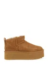 Ugg Classic Ultra Mini Platform Leather Boots In Brown