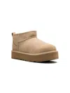 Ugg Classic Ultra Mini Platform Logo-patch Suede And Shearling Ankle Boots 7-10 Years In Neutrals