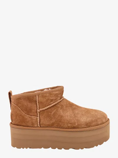 Ugg Classic Ultra Mini Platform Suede Ankle Boots In Brown