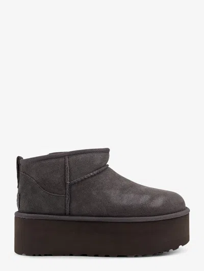 Ugg Classic Ultra Mini Platform Suede Ankle Boots In Gray
