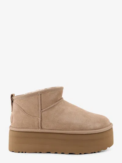 Ugg Classic Ultra Mini Platform Suede Ankle Boots In Sand