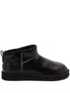 Ugg Classic Ultra Mini Leather Ankle Boots With Plush Lining In Black